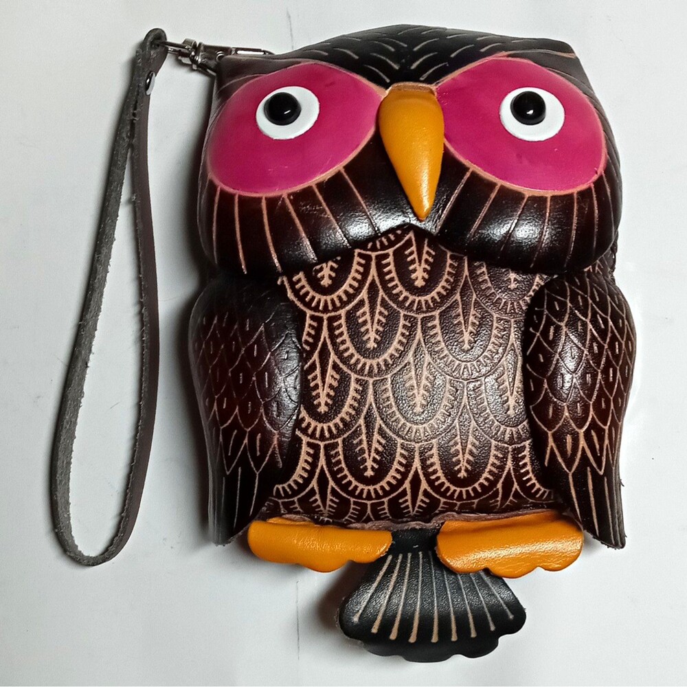 Wristlet Owl Vera Pelle Artigianali New Great Design Made In Italy